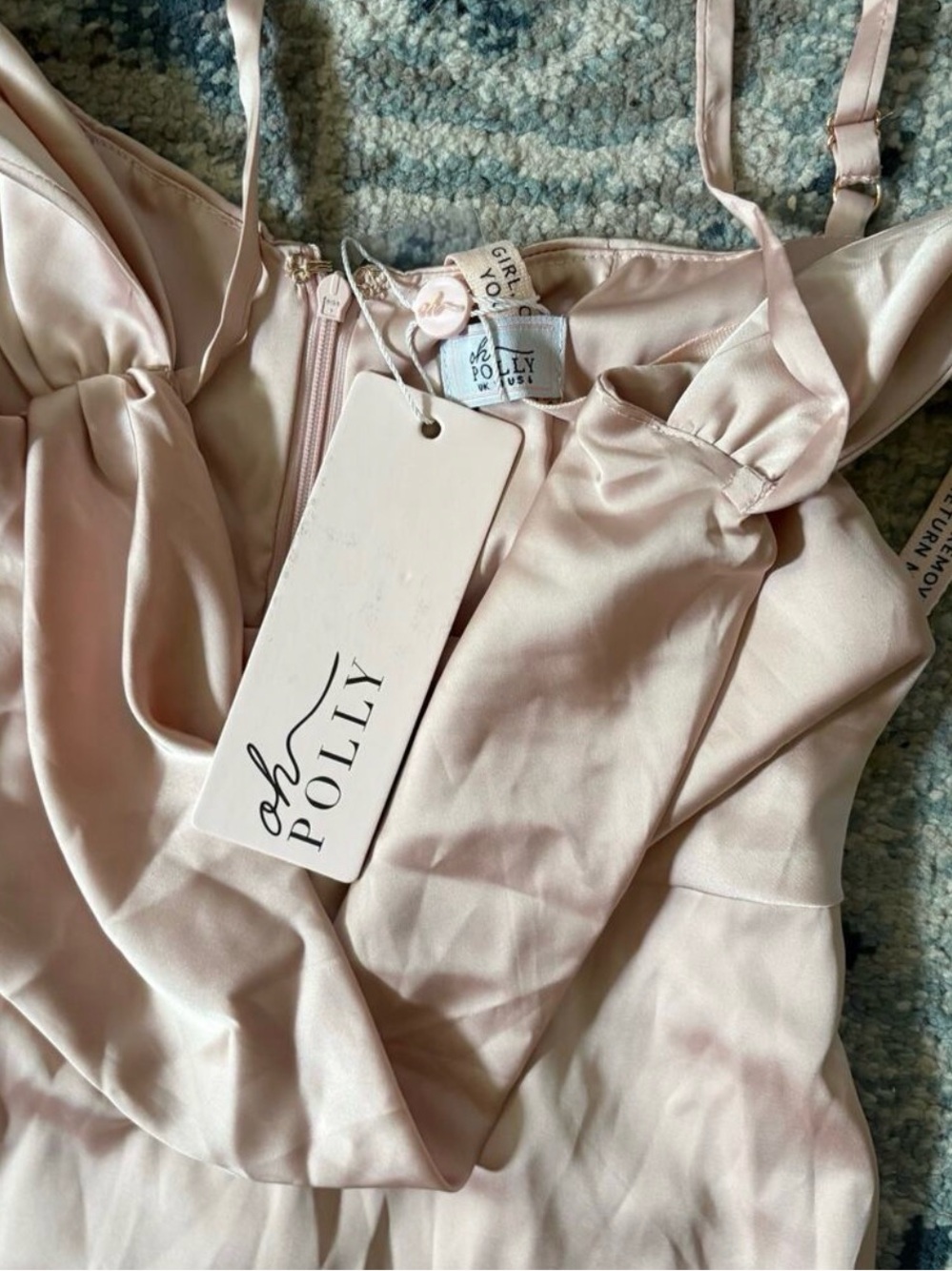 NWT Oh Polly Modern Romance Satin Cowl Neck Midi Dress Blush Pink - Picture 4 of 8